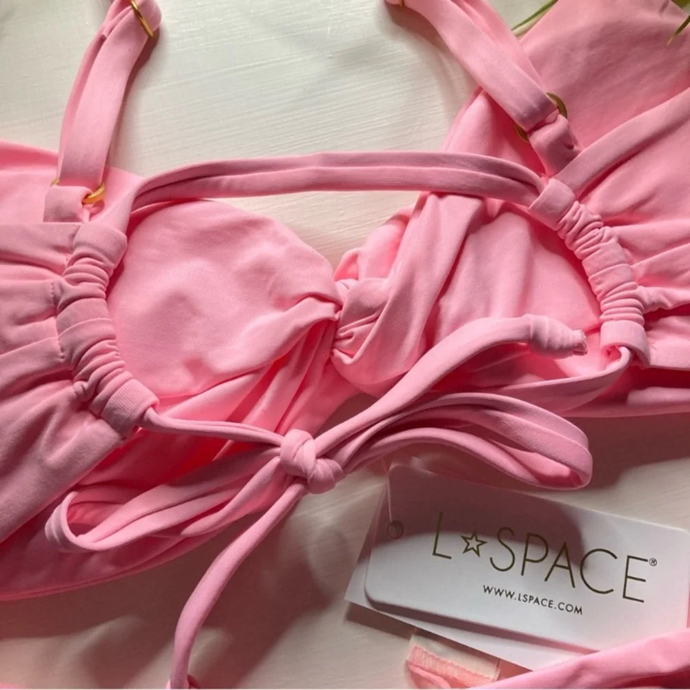 L*Space Light Pink Ringo Knotted Top | Nancy Lee Bitsy Bottom in Light Pink